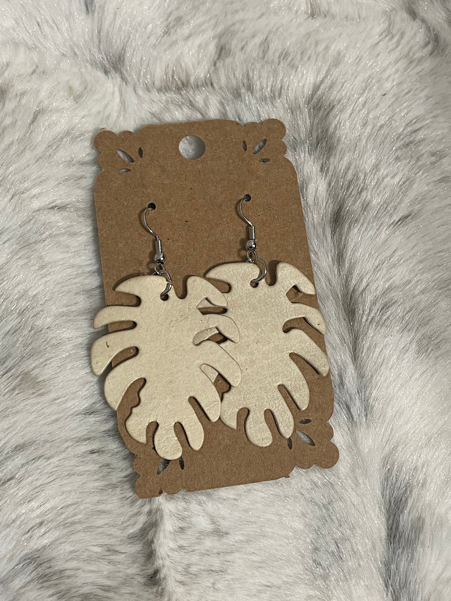 Earrings - White Leaf