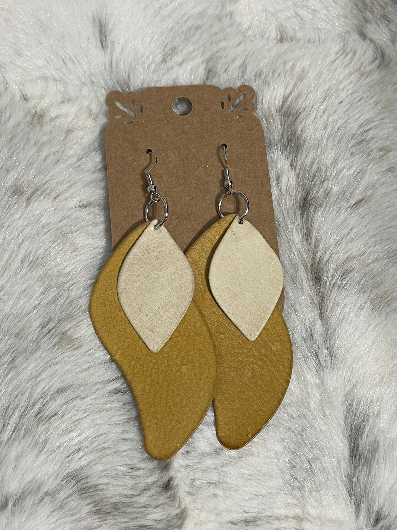 Earrings - Brown and White