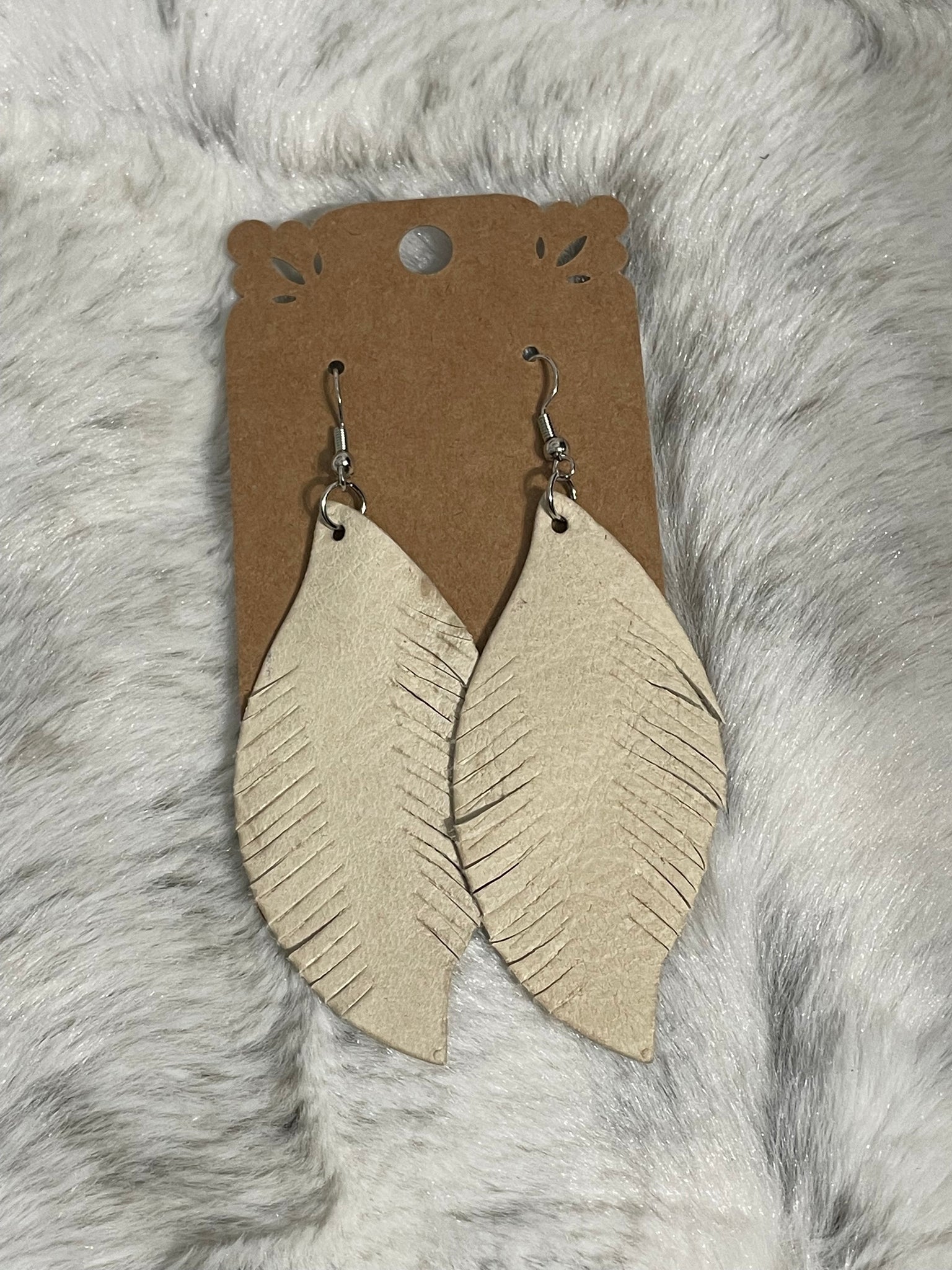 Earrings - White Feather