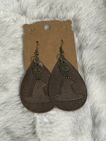 Earrings - Witch Hat with Owl Charm